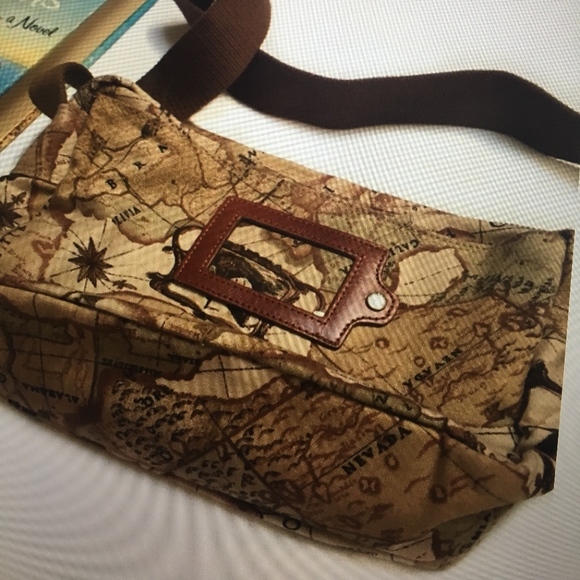 FOSSIL Rare Vintage Map Leather Crossbody Bag - Picture 4 of 8